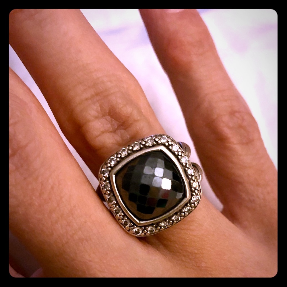 David Yurman Albion ring, hematite, 20 diamonds